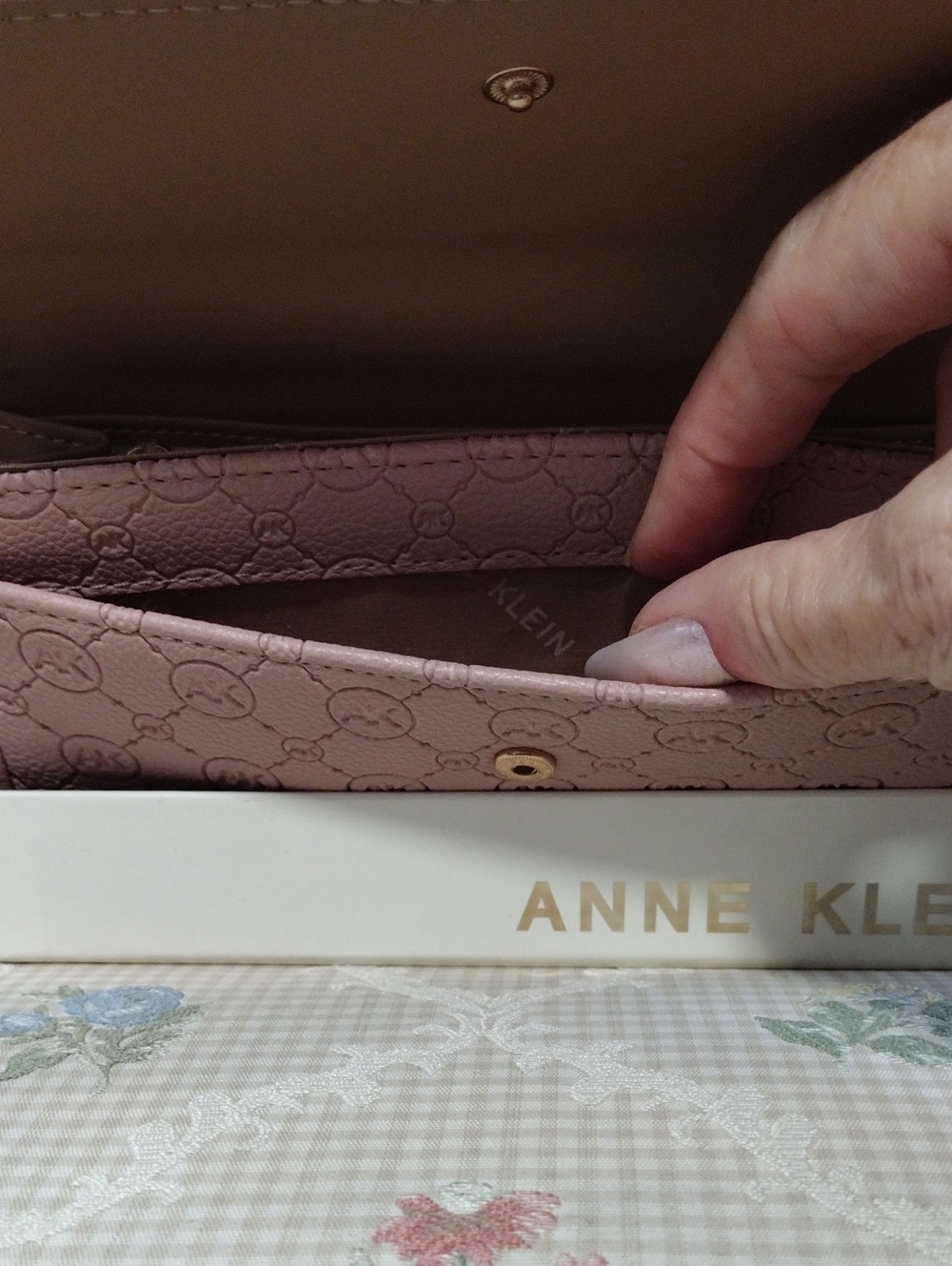 Anne Klein Blush Pink Quilted Wallet with Gold AK Emblem - Picture 3 of 3